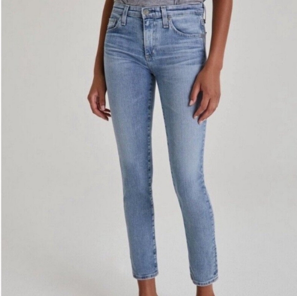 Ag Adriano Goldschmied Denim - Adriano Goldschmied AG-ED Denim The Prima Crop Jeans Zip Light Washed Blue
